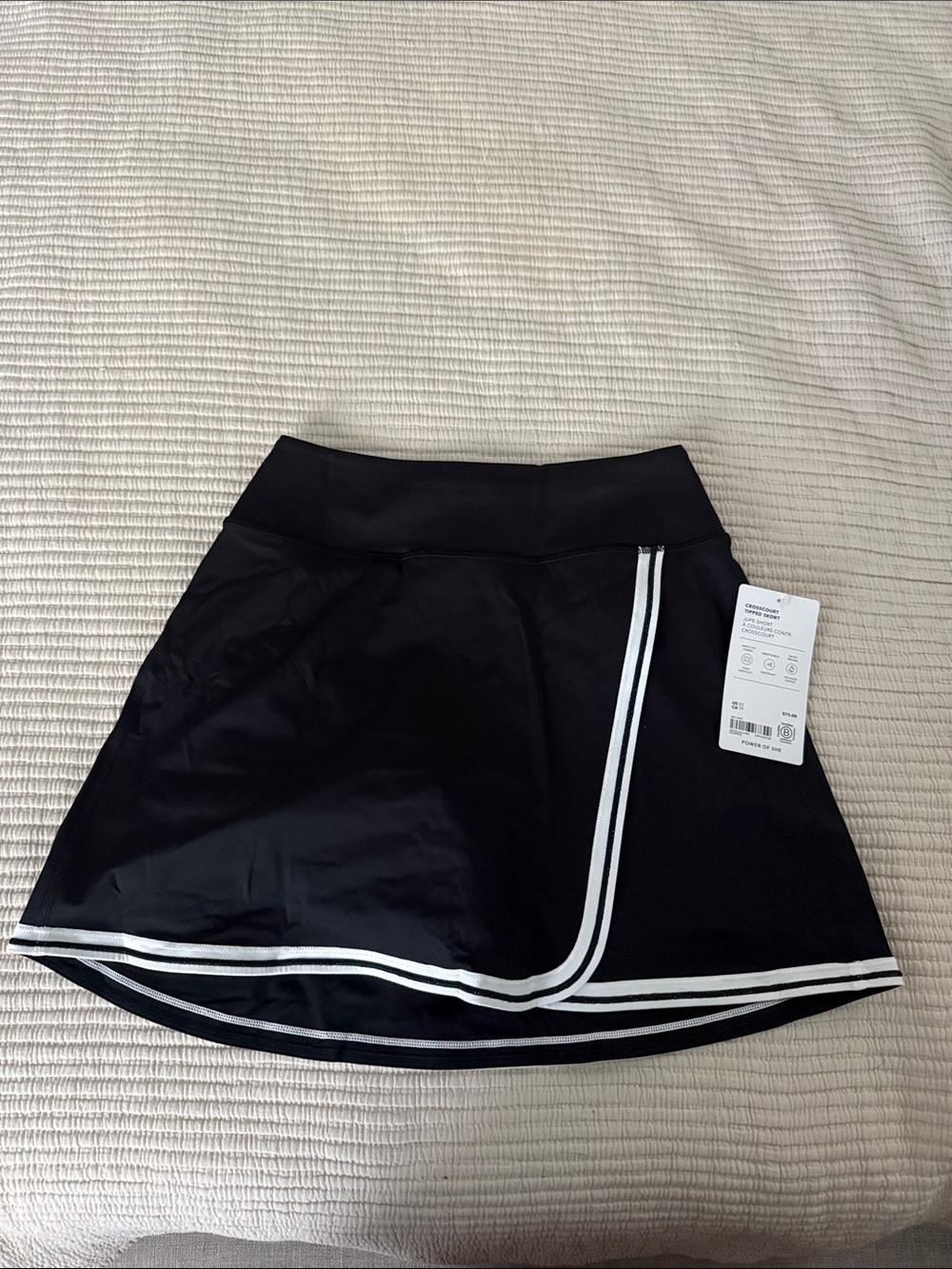 Athleta Black Skort with White Striped Trim